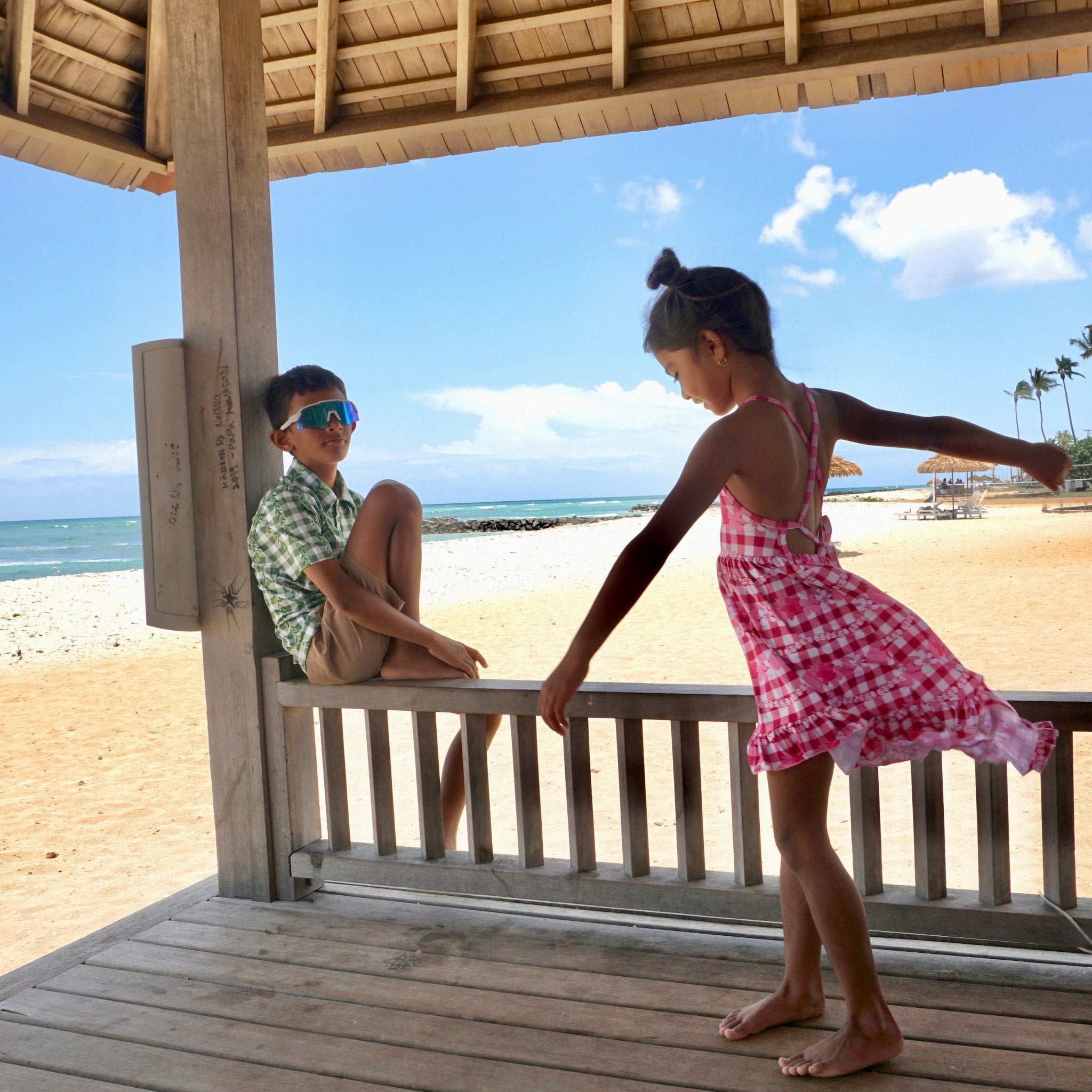 Pua lei Magenta Gingham Stella Dress - Sweet Sweet Honey Hawaii