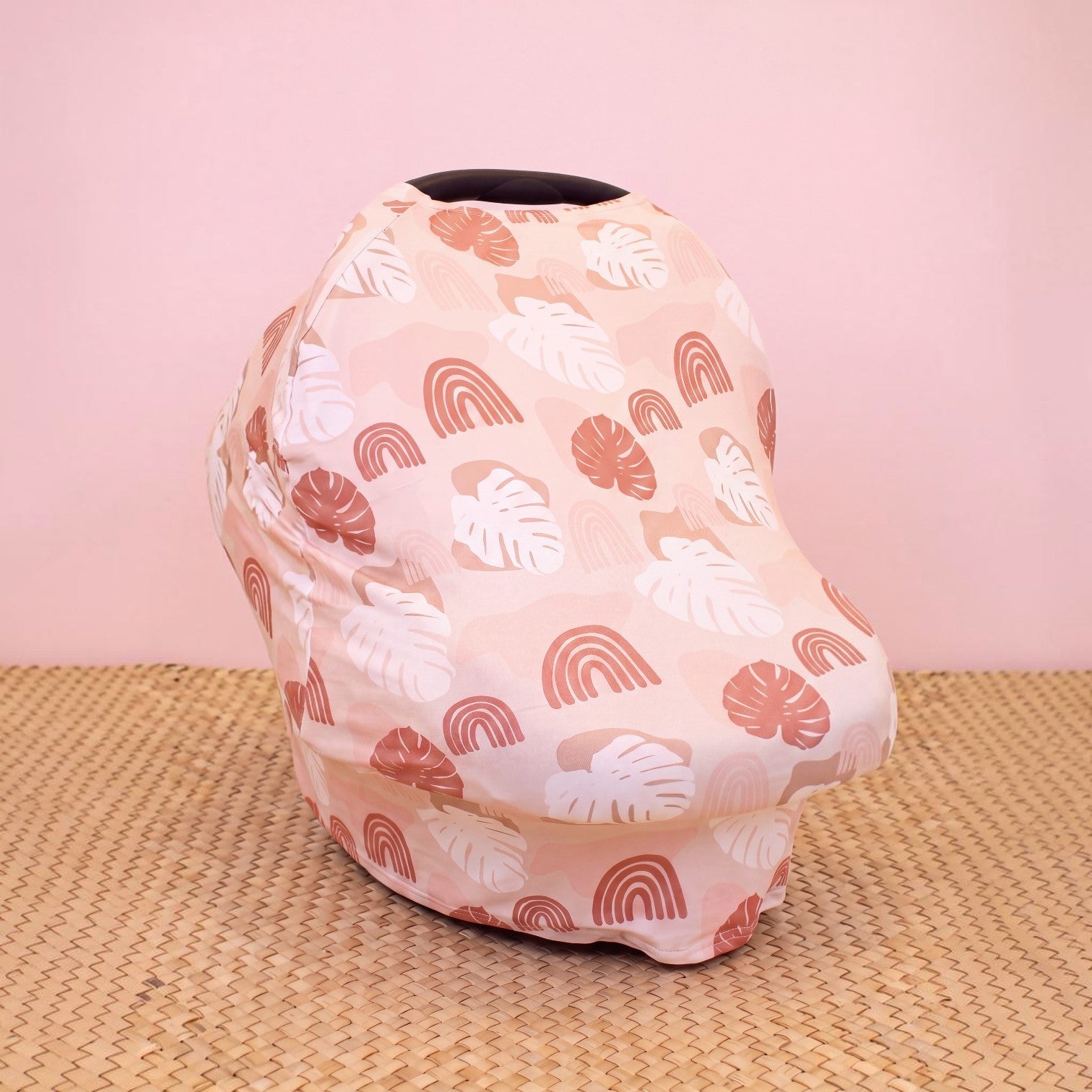 Rainbow Monstera car seat cover - Sweet Sweet Honey Hawaii