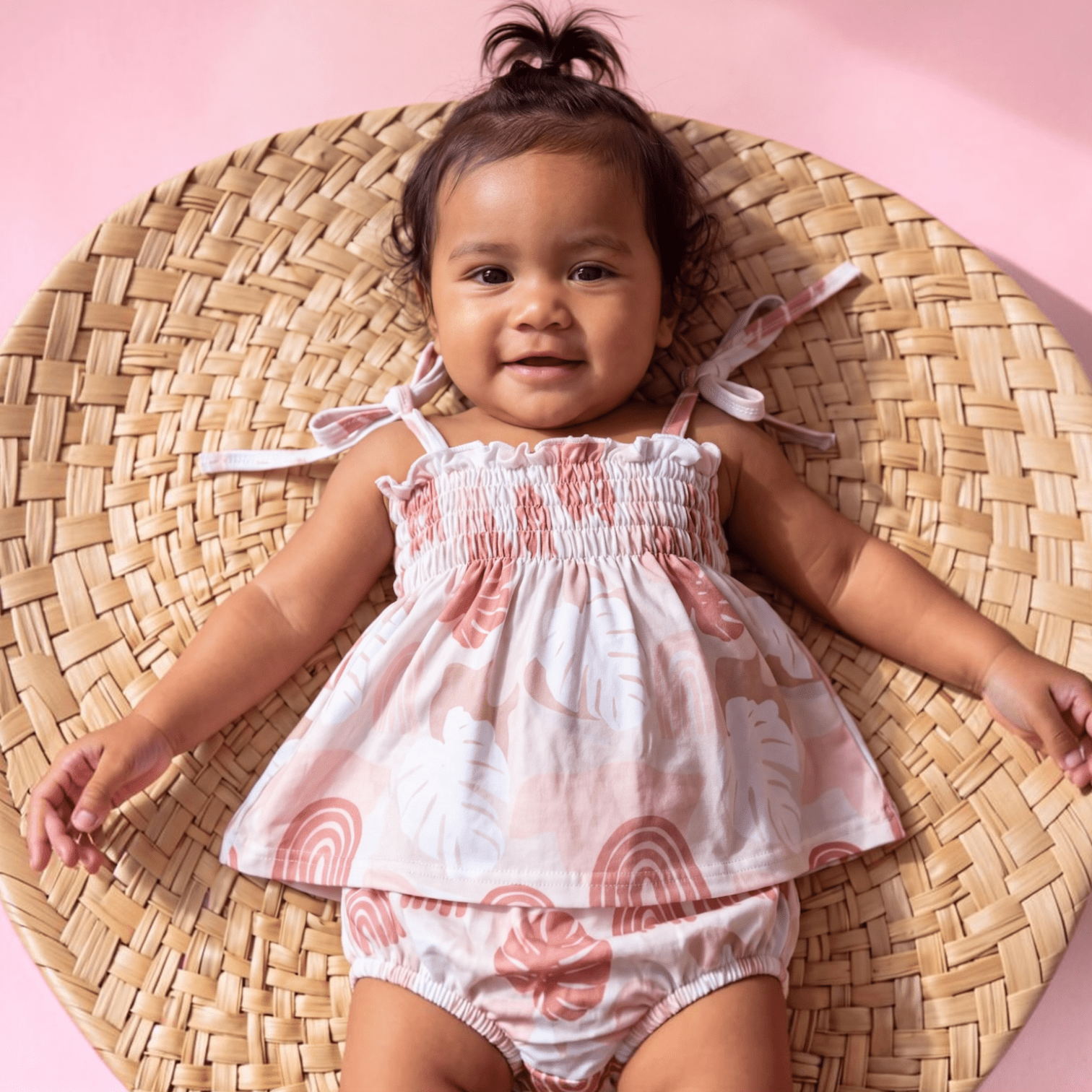 Rainbow Monstera Tie Top Set - Sweet Sweet Honey Hawaii