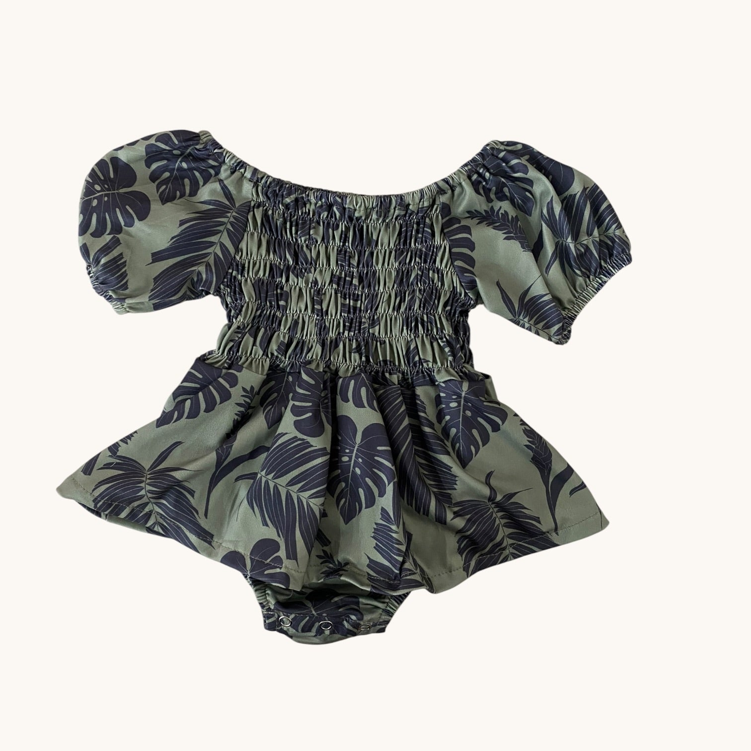 Sage Palm Sleeved Melody Romper - Sweet Sweet Honey Hawaii