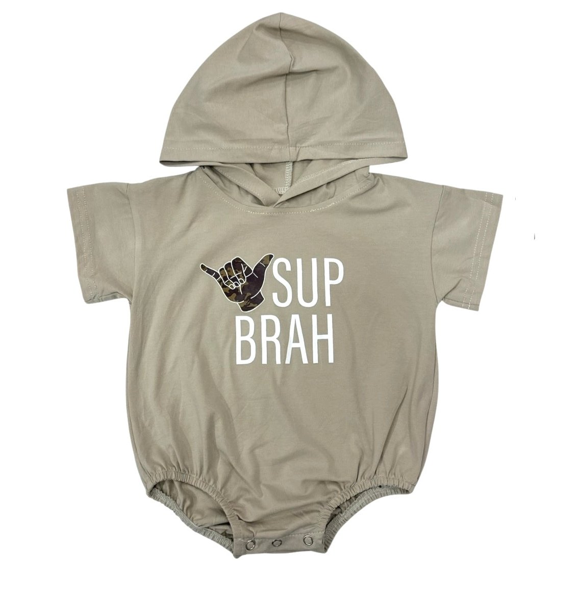 Sup Brah sandy hooded onesie - Sweet Sweet Honey Hawaii