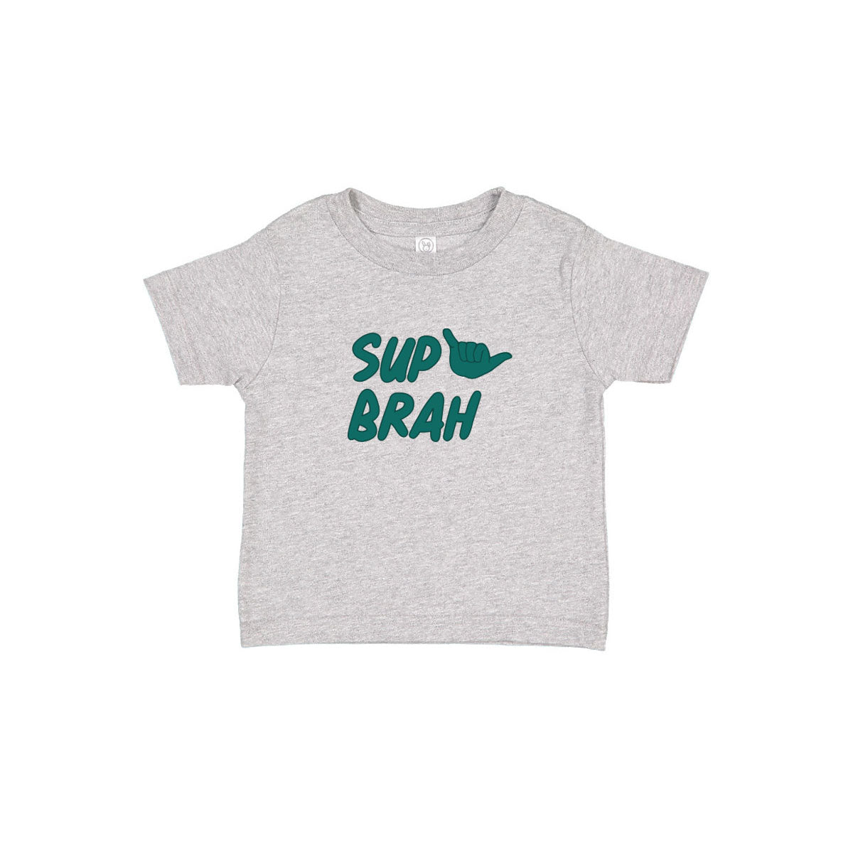 Sup Brah (green) Grey Tee