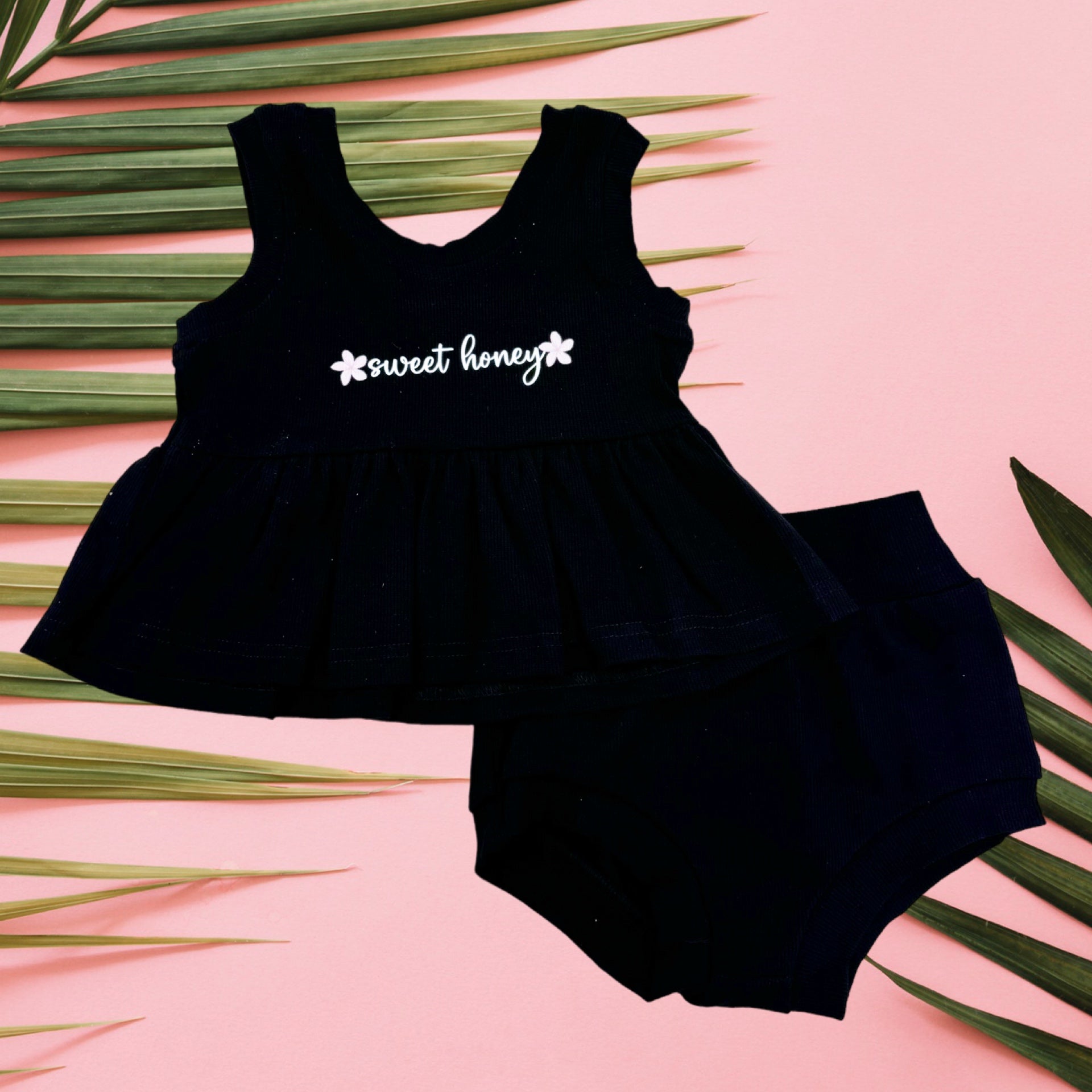 Sweet Honey Black Peplum Tank Set - Sweet Sweet Honey Hawaii