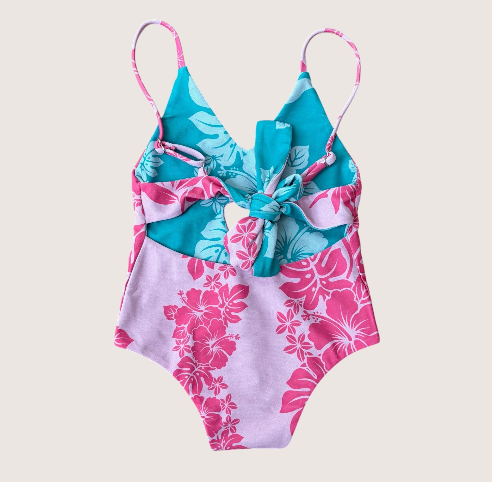 Teal/Pink Mauna Lani Peek - a - Boo reversible Swimsuit - Sweet Sweet Honey Hawaii
