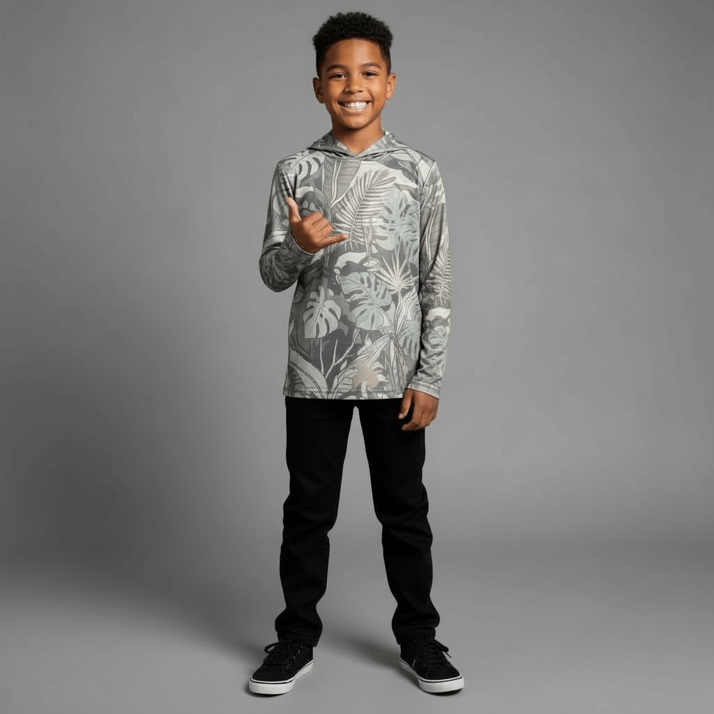 Unisex Tropical Camo Dri Fit hooded Long sleeve - Sweet Sweet Honey Hawaii