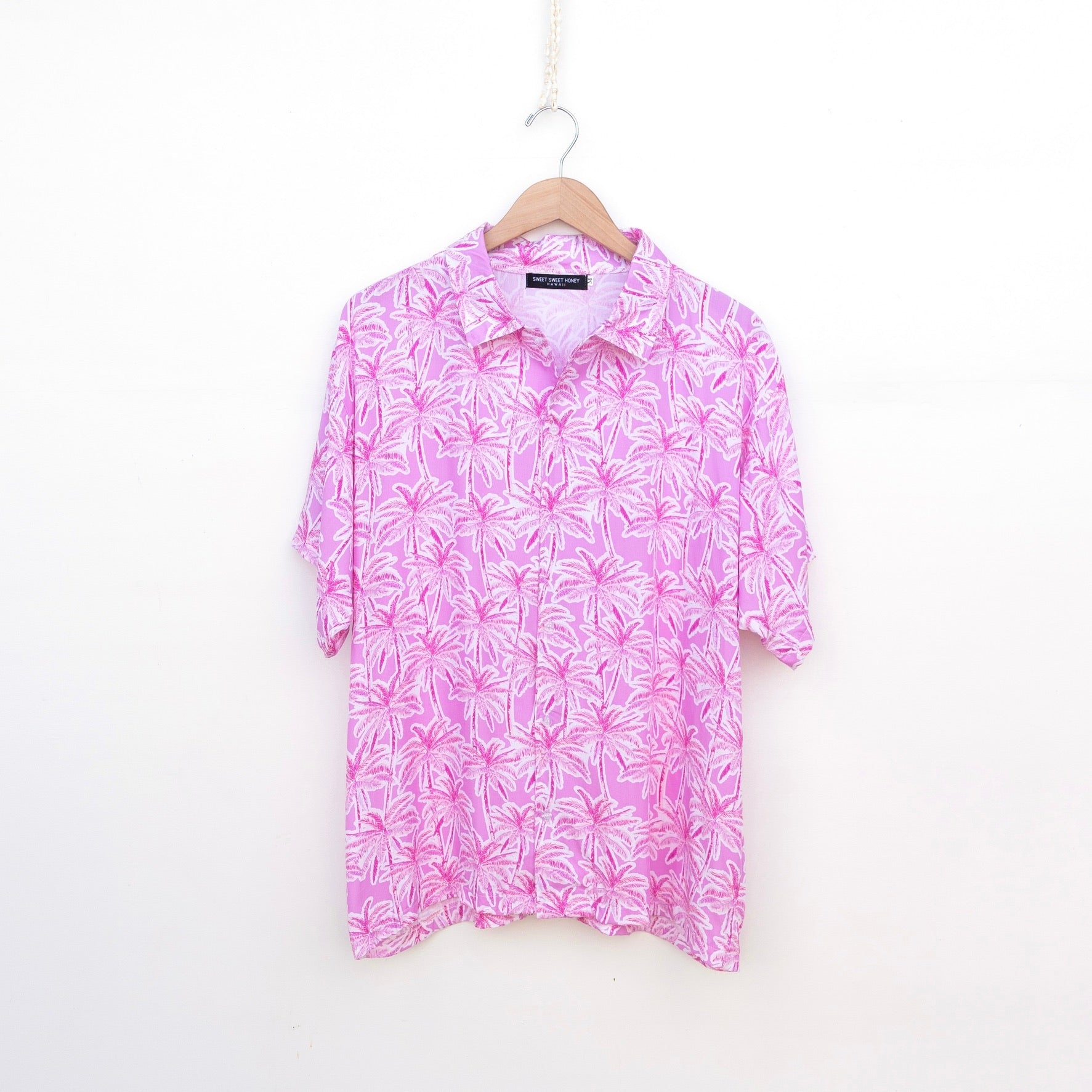 Unisexs Palm Tree|Purple Orchid button down Collared shirt - Sweet Sweet Honey Hawaii