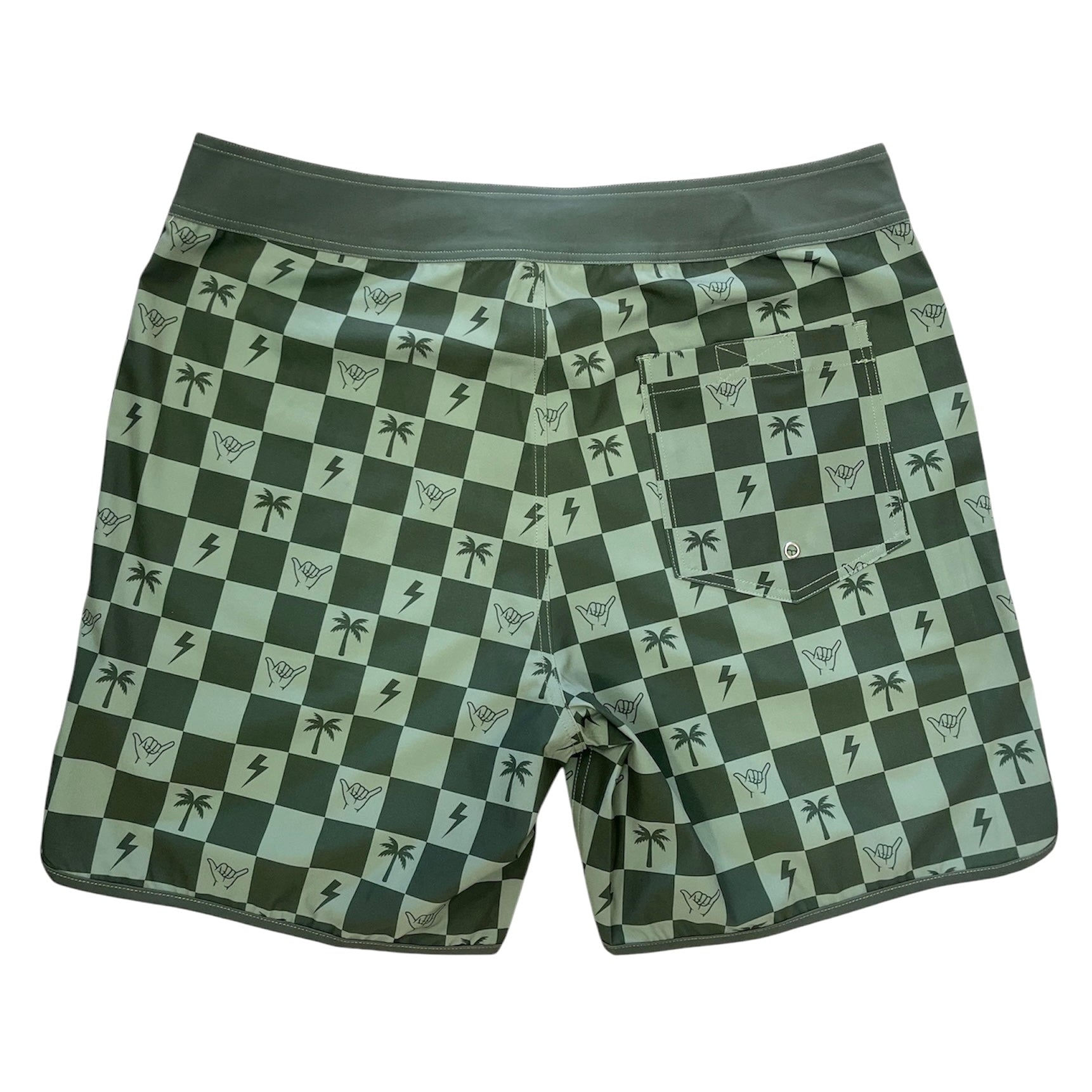 Westside Checkered Army Green Men's boardies - Sweet Sweet Honey Hawaii