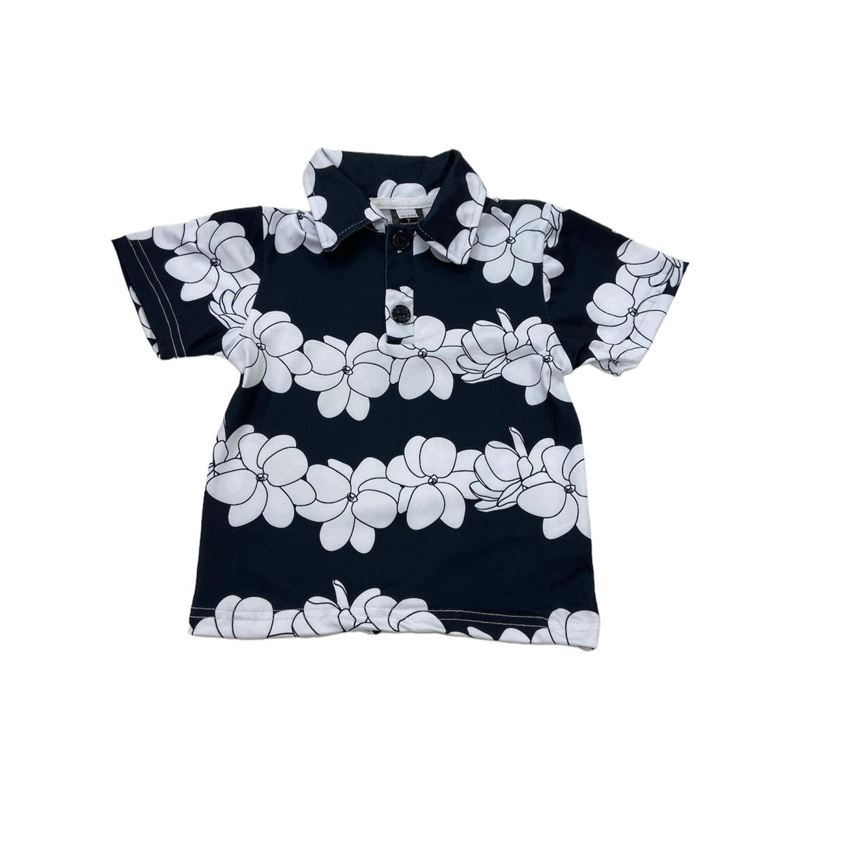 Black Gardenia Lei Collared Shirt - Sweet Sweet Honey Hawaii