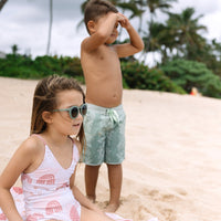 Eco-Friendly Hibiscus Lei Olive Boardies - Sweet Sweet Honey Hawaii